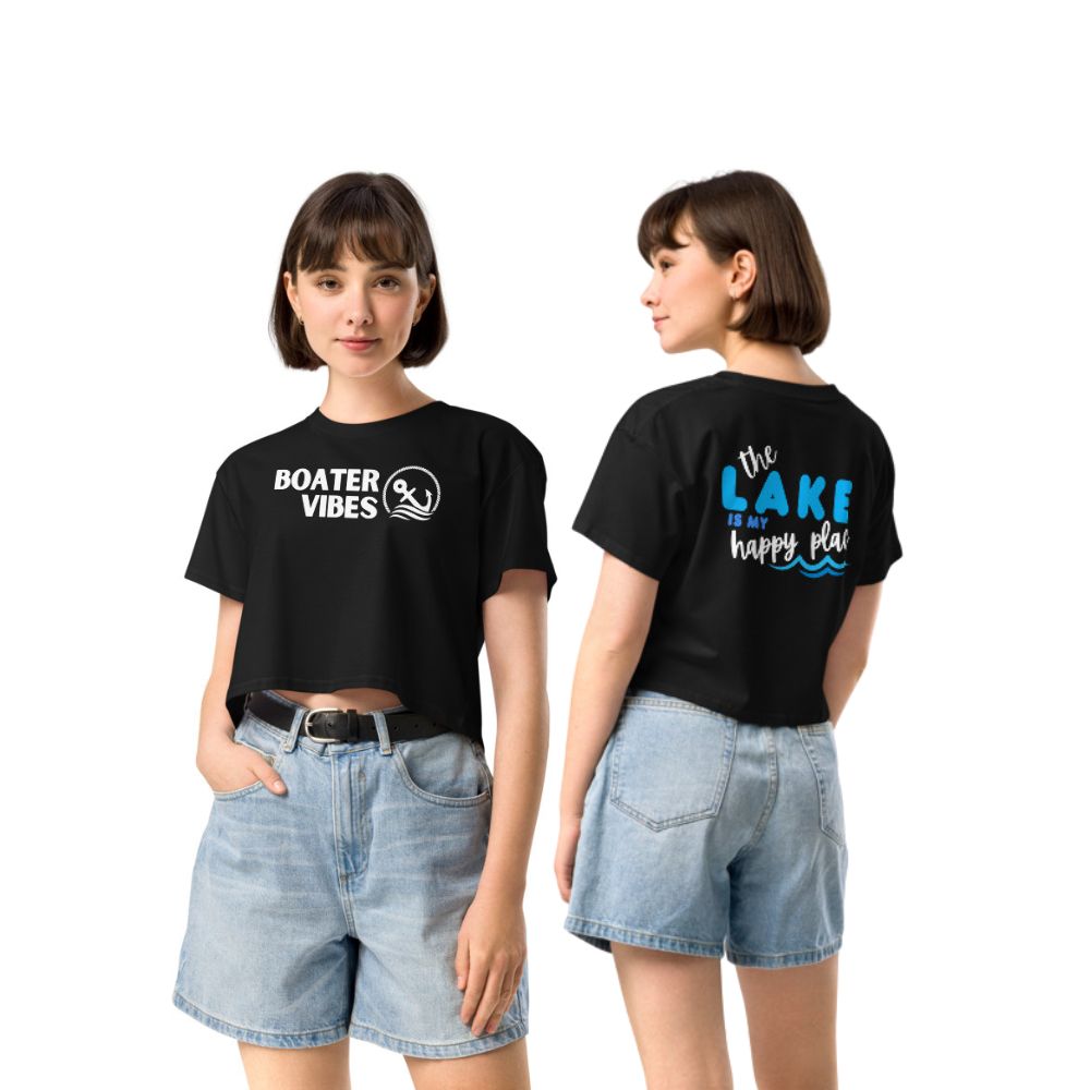 Boater Vibes "The Lake is my Happy Place" Crop Top