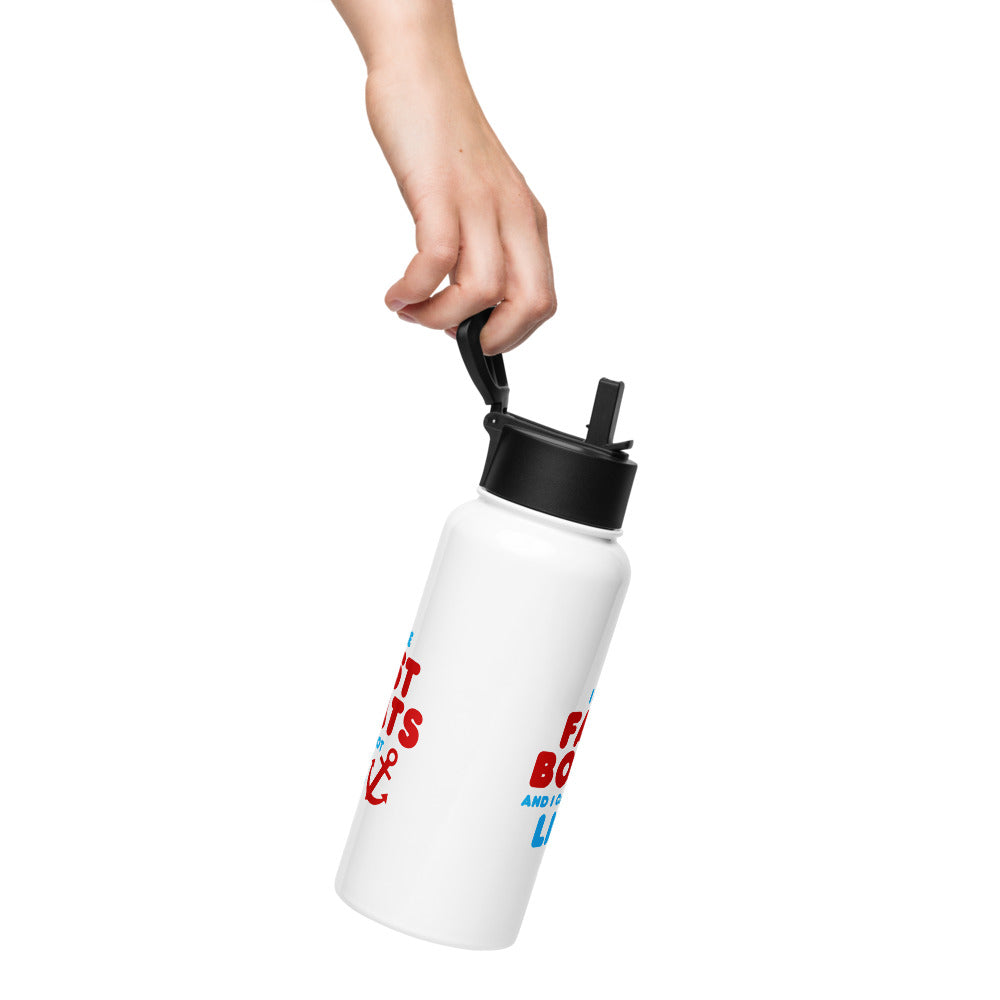 "I Like Fast Boats and I Cannot Lie" Stainless Steel Bottle with Lid and Straw