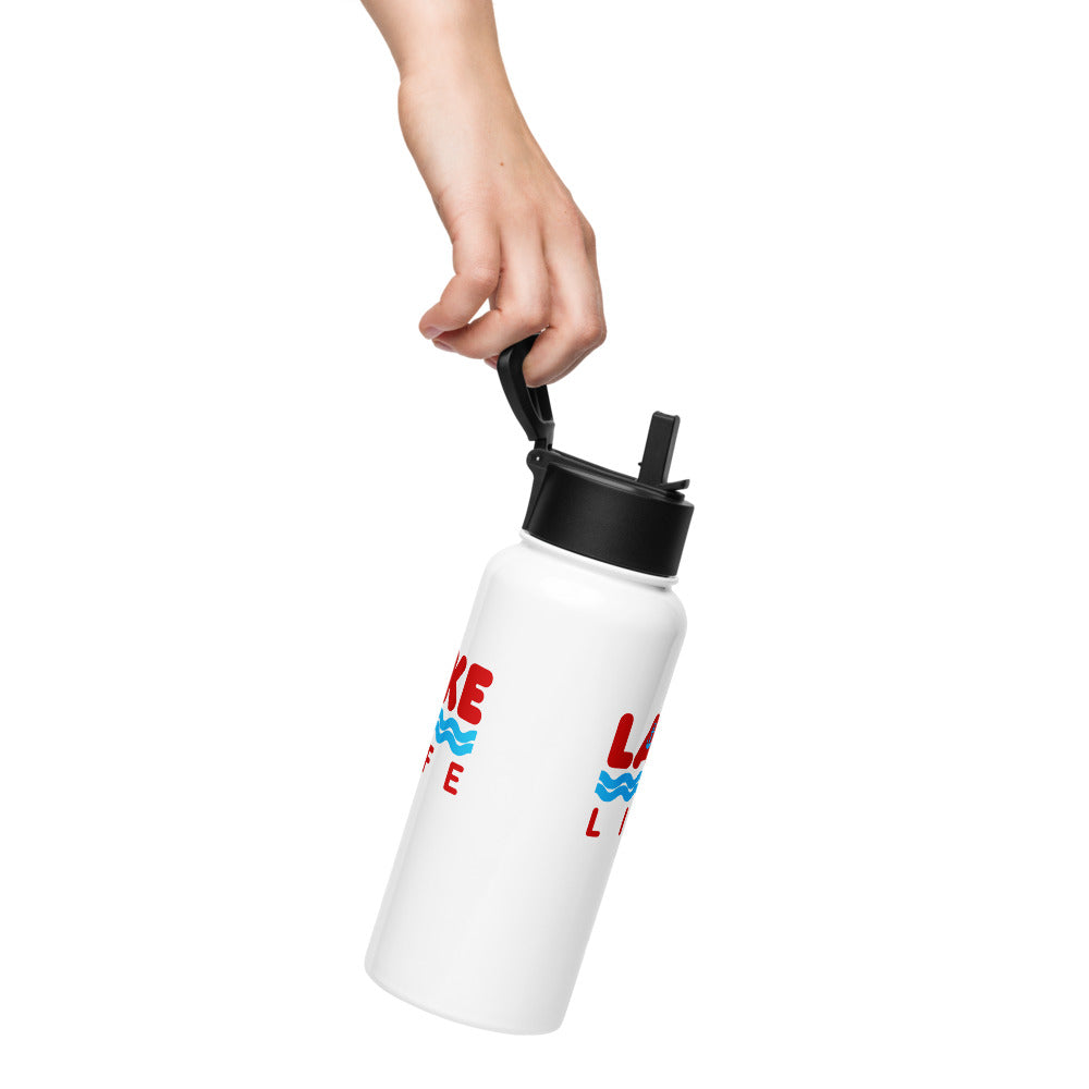 "Lake Life" Stainless Steel Bottle with Lid and Straw