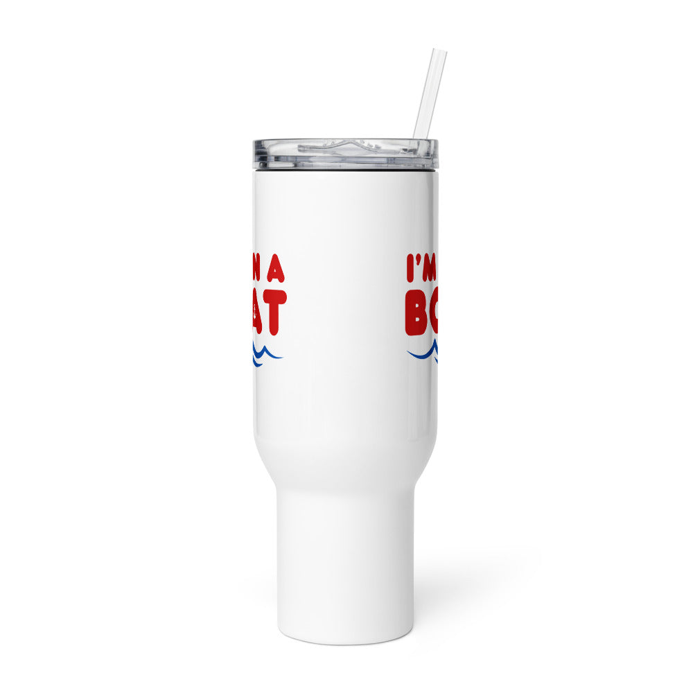 "I'm on a Boat" Tumbler with Handle and Lid